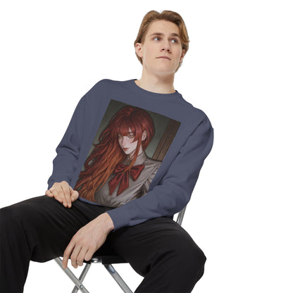 Anime Red-Headed Girl Sweatshirt — Gothic Schoolgirl Art Pullover