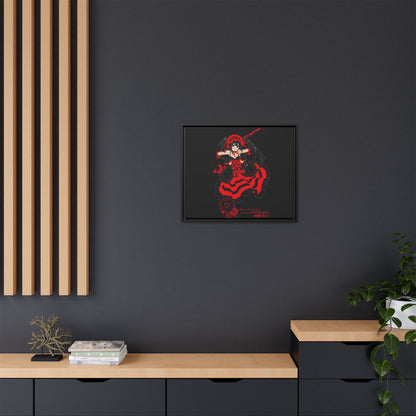 Anime Warrior Red Black Matte Canvas Print — Framed Wall Art