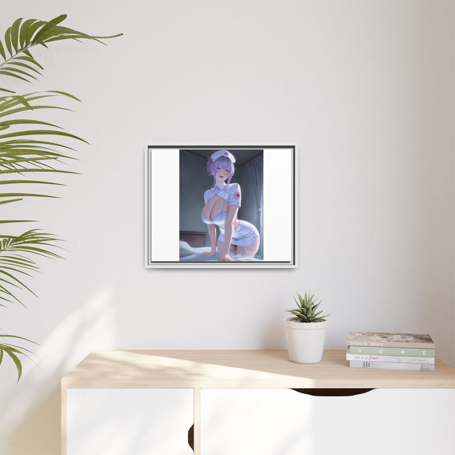 Sexy Anime Nurse Matte Canvas Print (Framed)