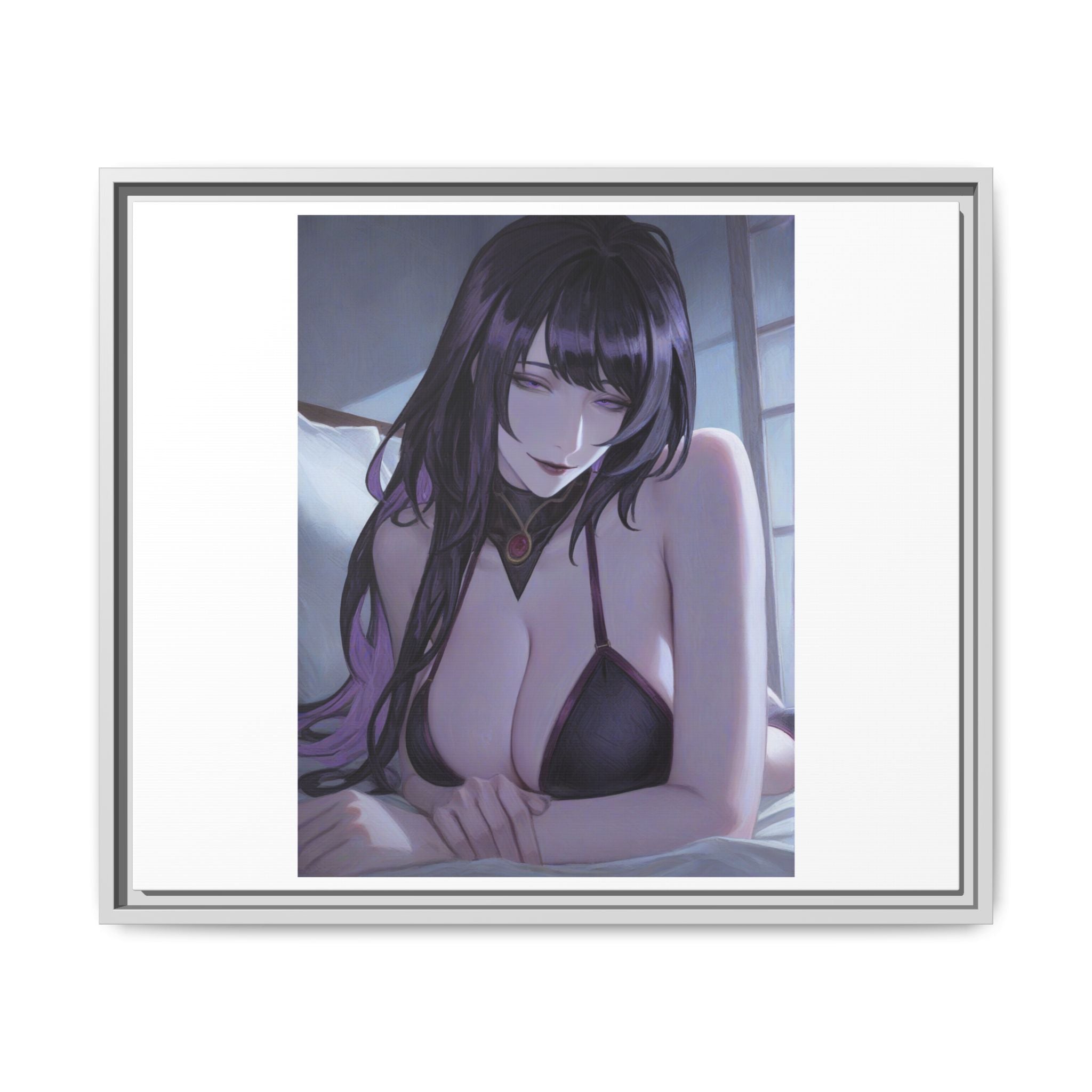 Framed Matte Canvas Print — Moody Anime Woman Portrait