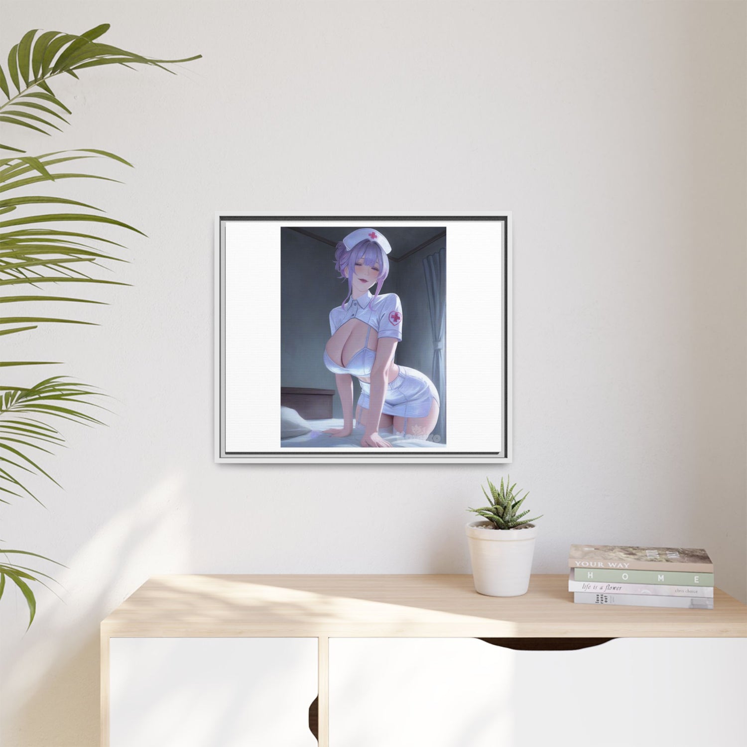 Sexy Anime Nurse Matte Canvas Print (Framed)