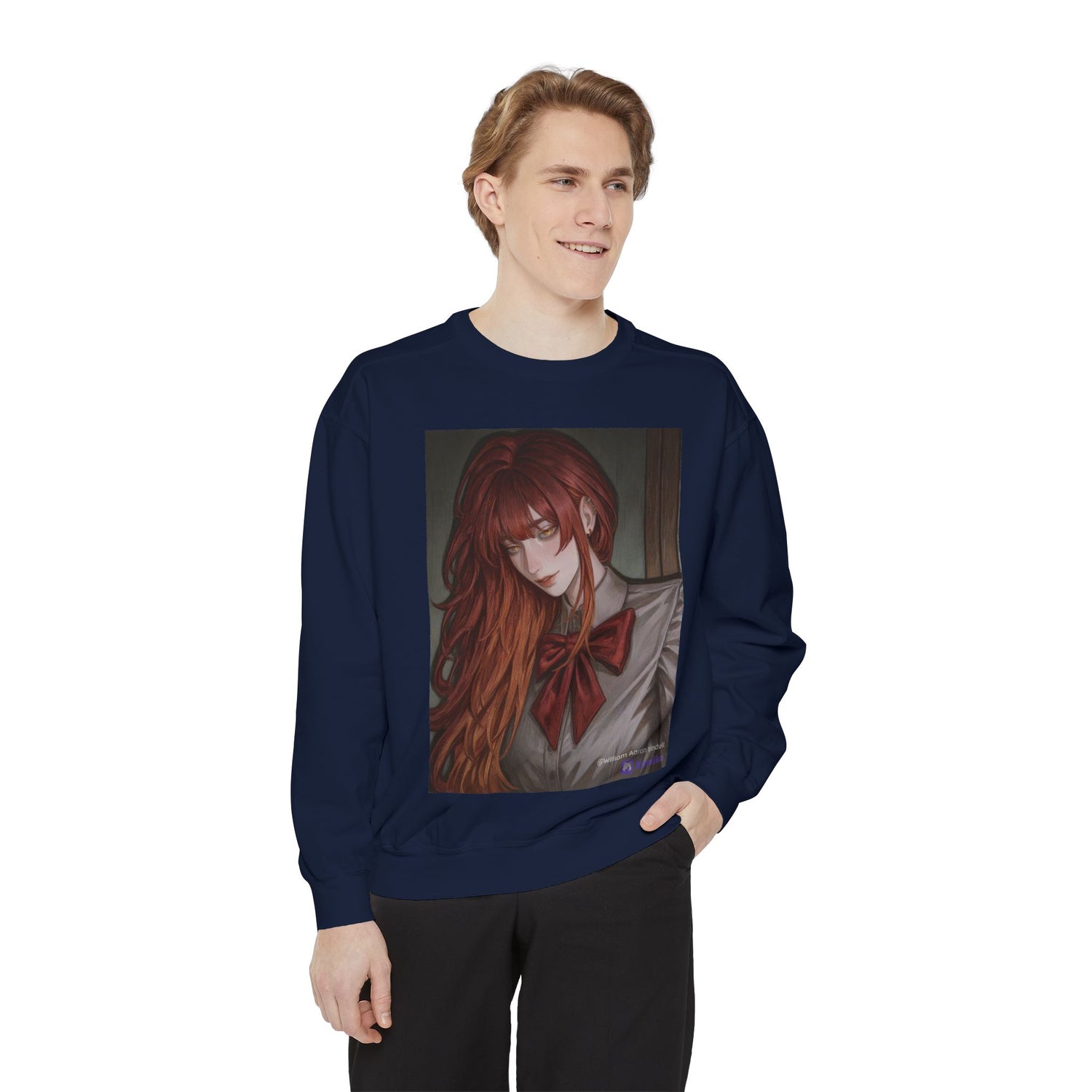 Anime Red-Headed Girl Sweatshirt — Gothic Schoolgirl Art Pullover