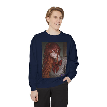 Anime Red-Headed Girl Sweatshirt — Gothic Schoolgirl Art Pullover