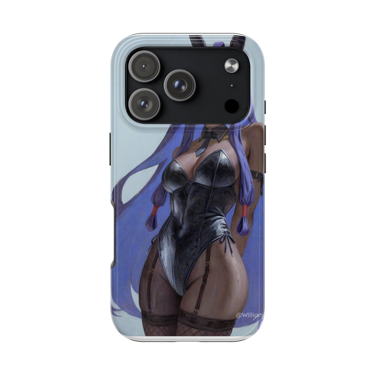 Bunny Girl Tough Phone Case — Anime Purple-Haired Character Protective Cover