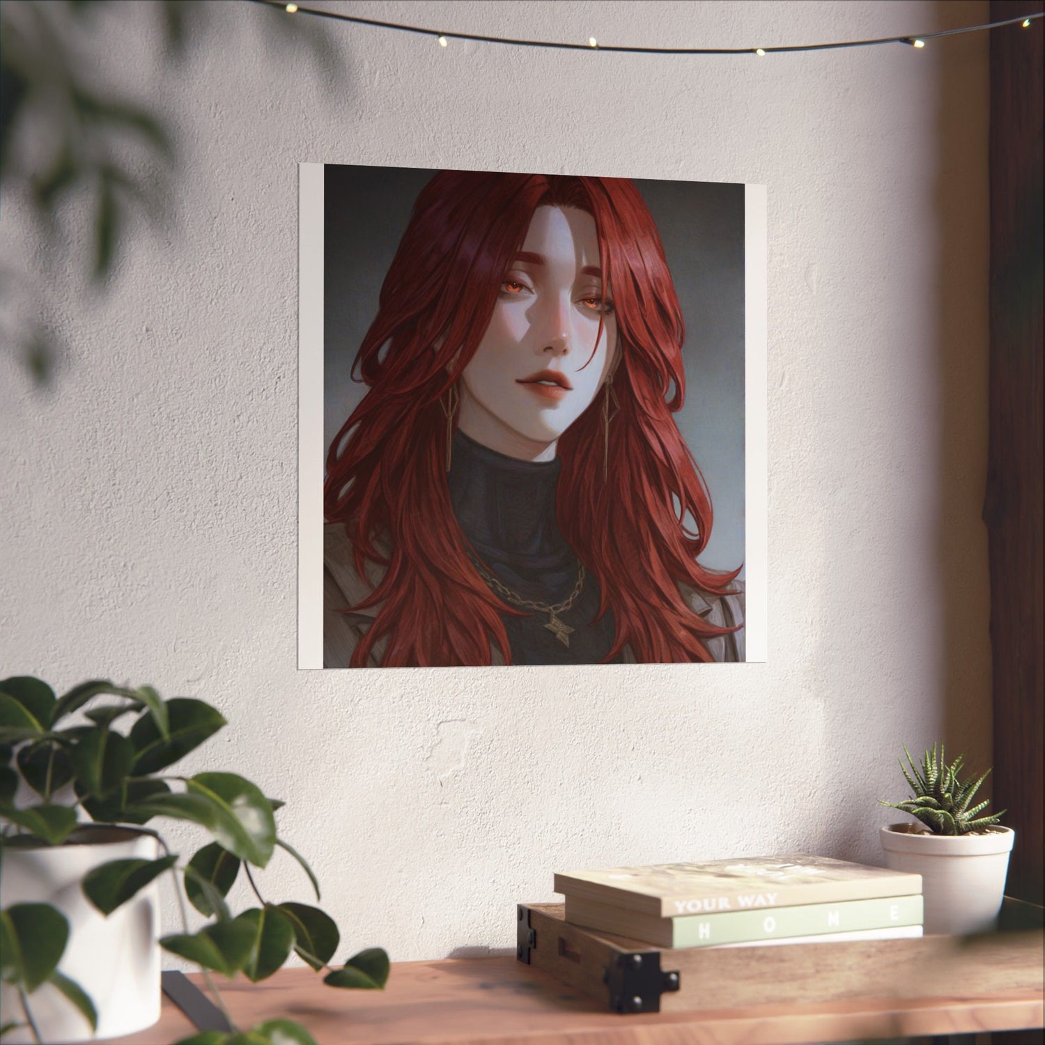 Red-Haired Muse Matte Vertical Poster — Moody Portrait Art Print