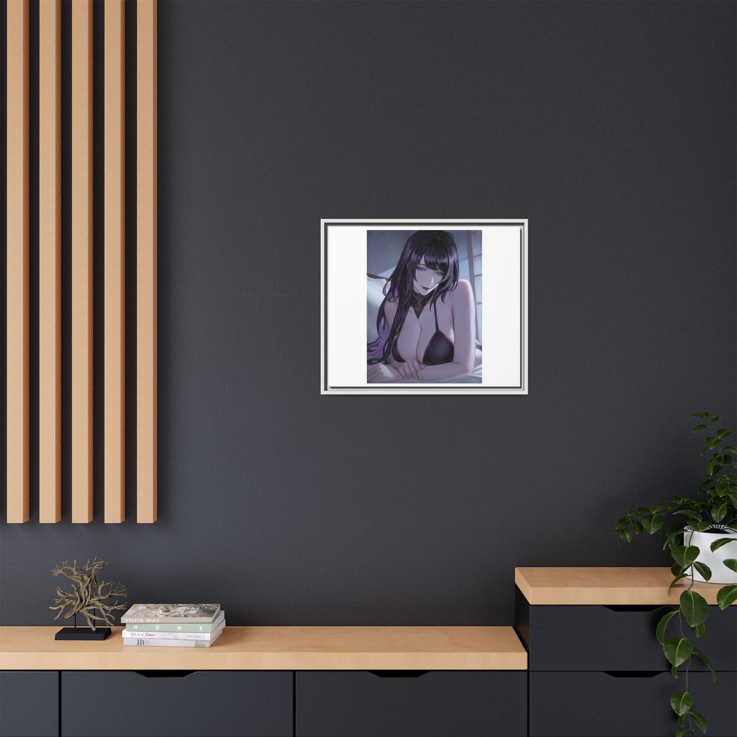 Framed Matte Canvas Print — Moody Anime Woman Portrait