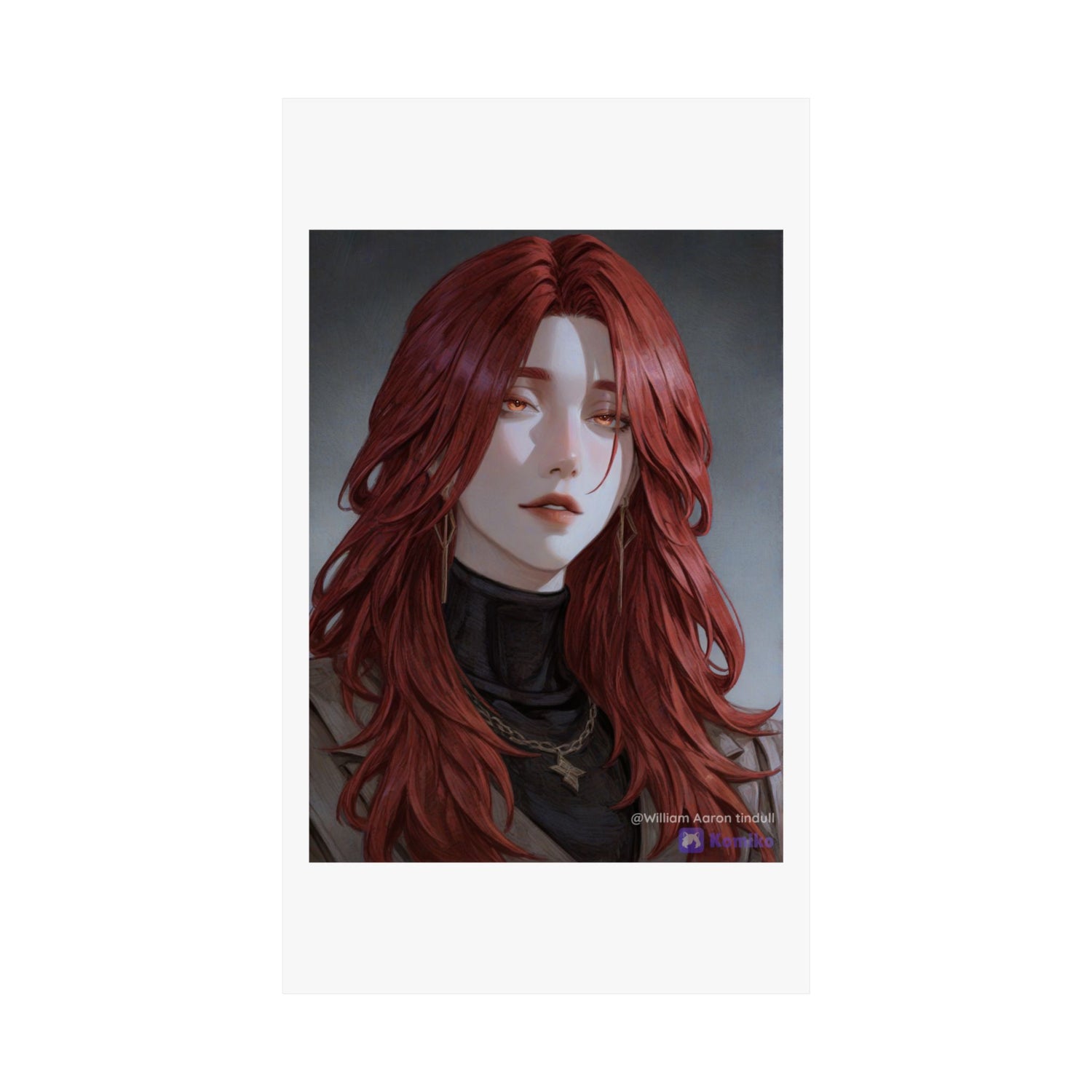 Red-Haired Muse Matte Vertical Poster — Moody Portrait Art Print