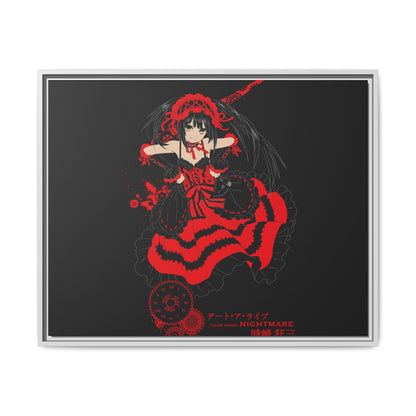 Anime Warrior Red Black Matte Canvas Print — Framed Wall Art