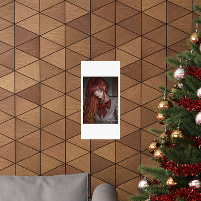 Matte Vertical Poster — Red‑Haired Anime Girl Portrait