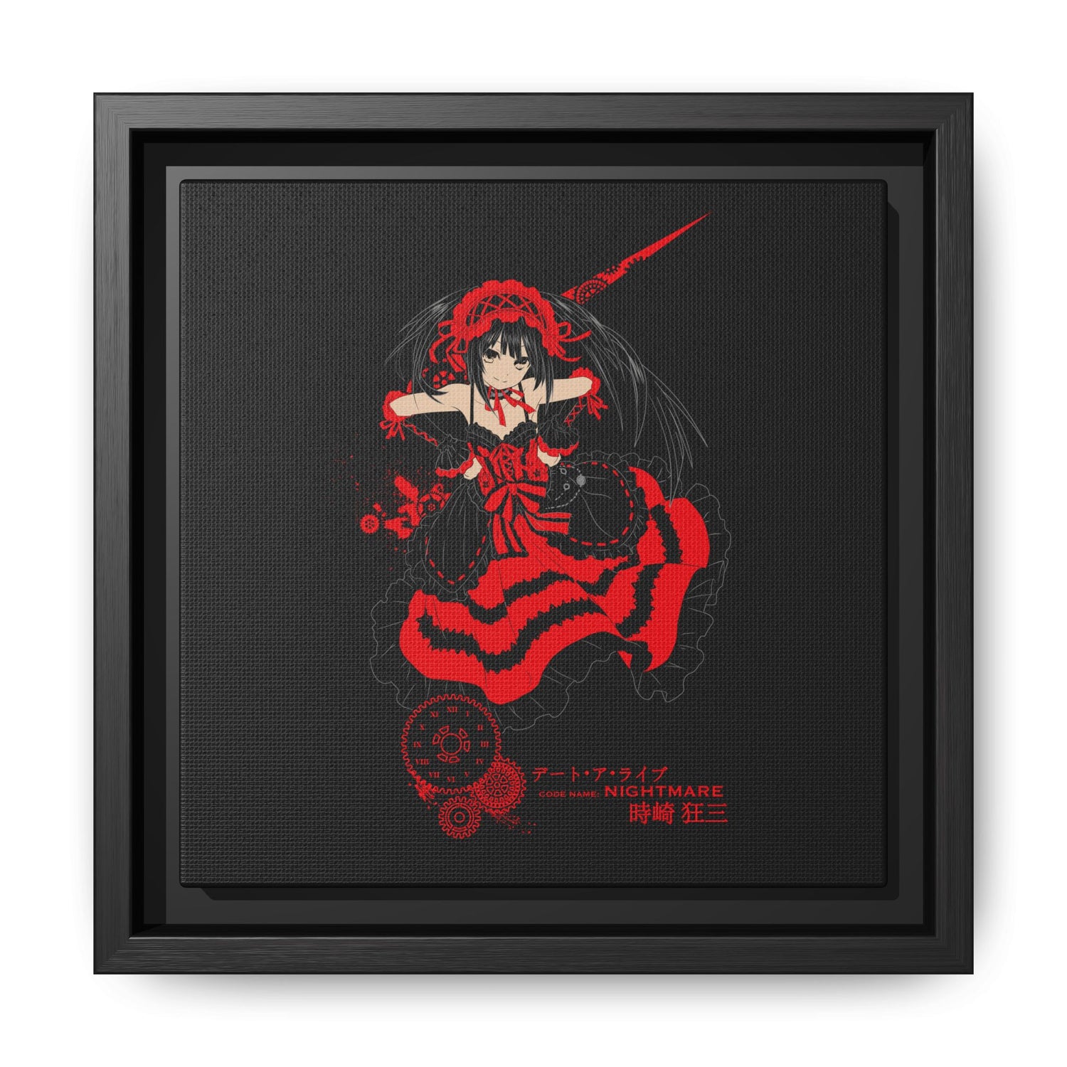 Anime Warrior Red Black Matte Canvas Print — Framed Wall Art
