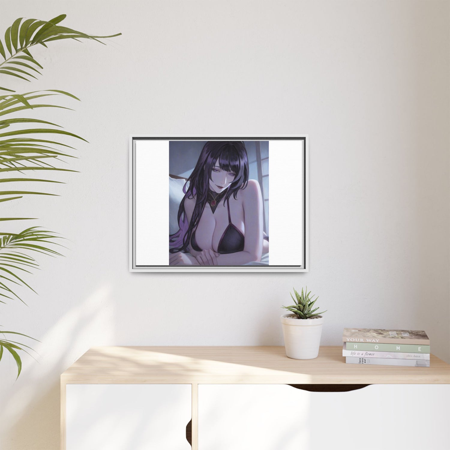 Framed Matte Canvas Print — Moody Anime Woman Portrait