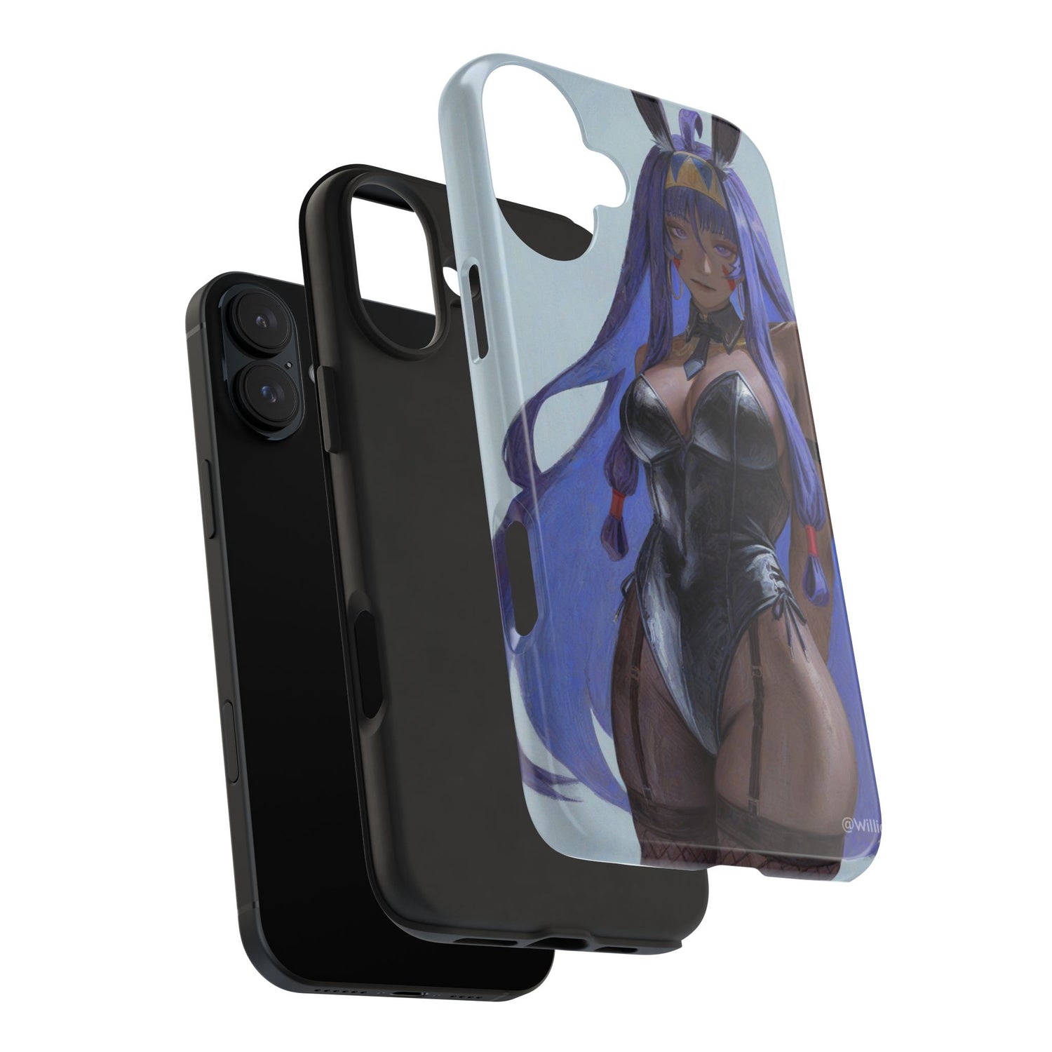 Bunny Girl Tough Phone Case — Anime Purple-Haired Character Protective Cover