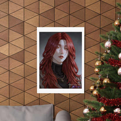 Red-Haired Muse Matte Vertical Poster — Moody Portrait Art Print