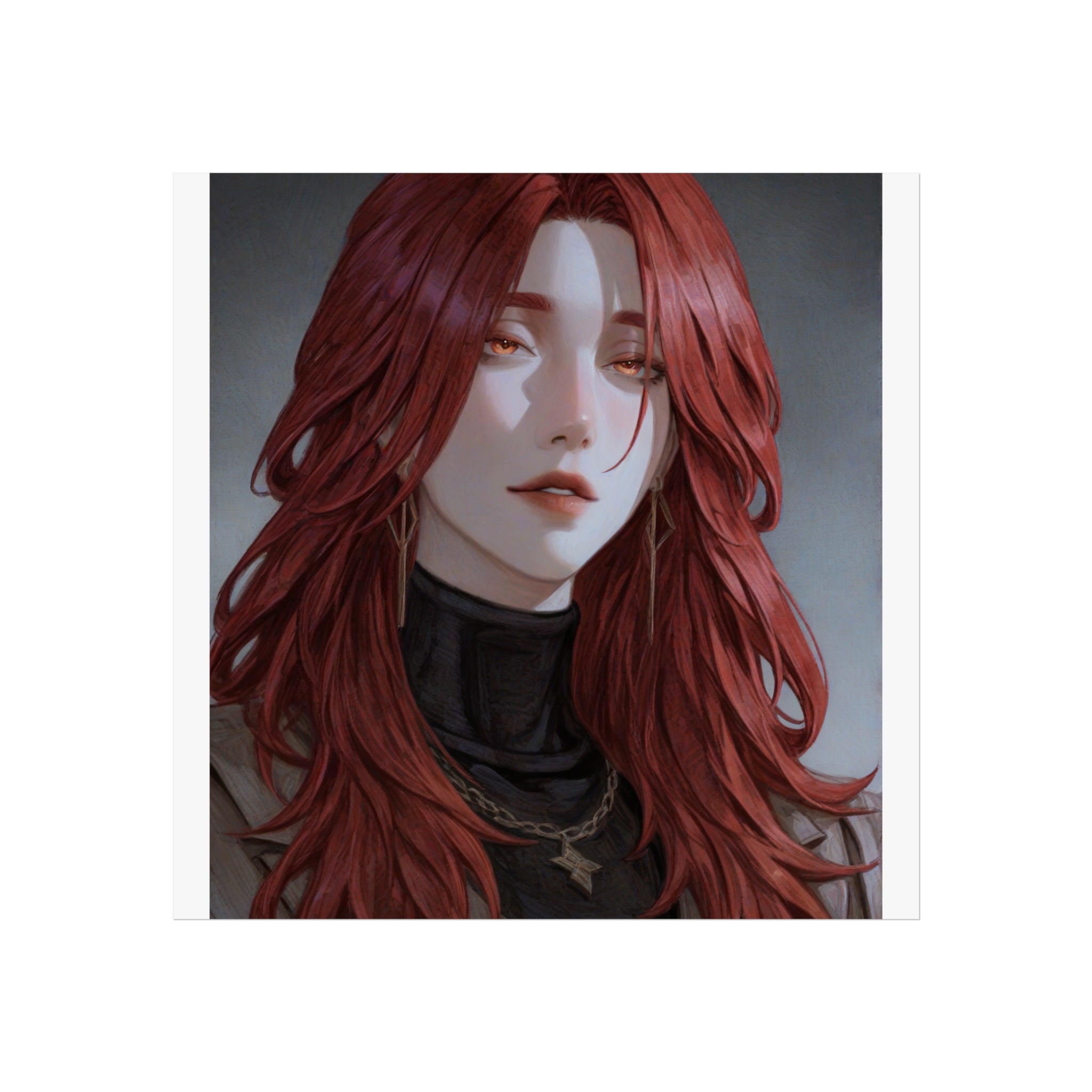 Fine Art Poster — Red-Haired Gothic Portrait, Moody Decorative Wall Art