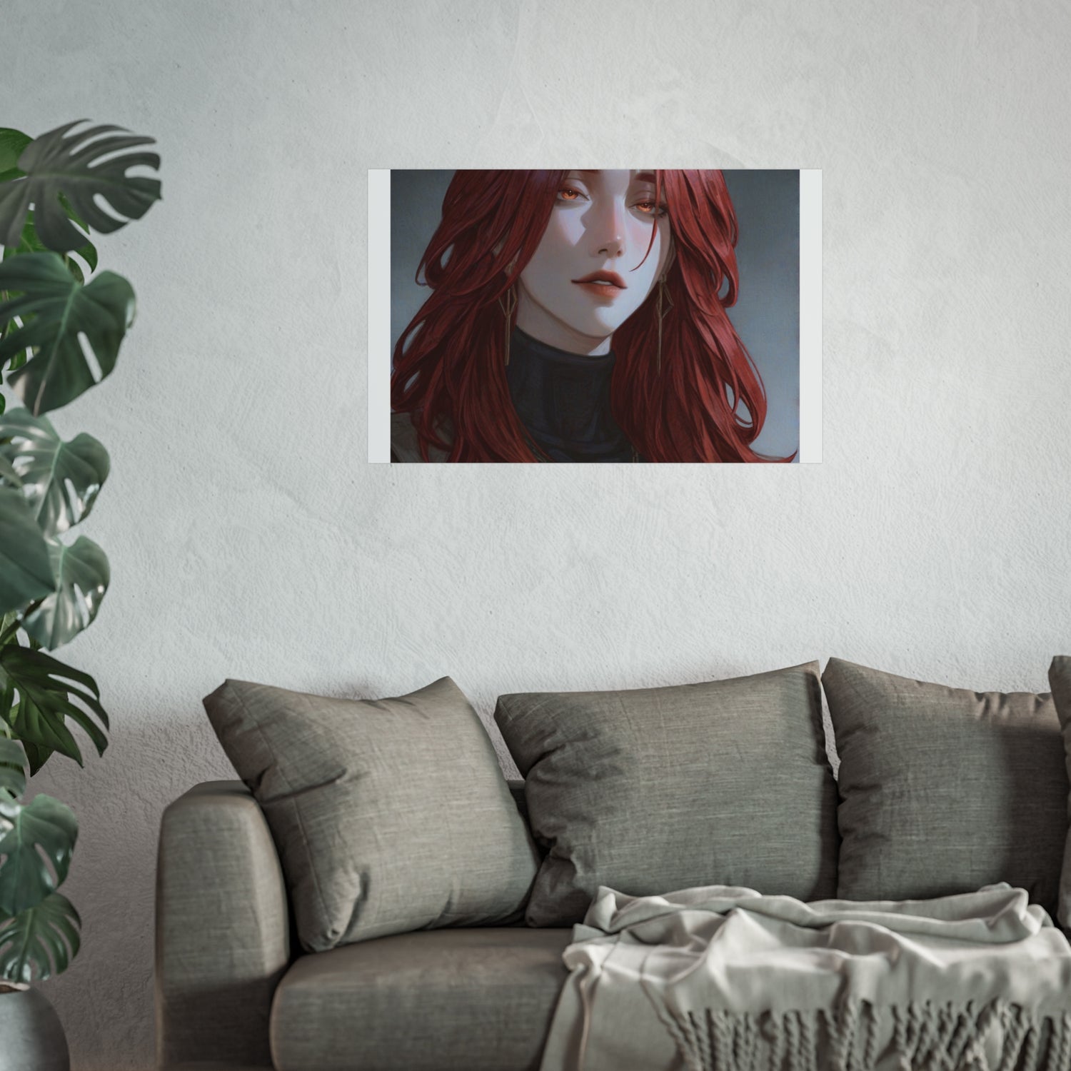 Fine Art Poster — Red-Haired Gothic Portrait, Moody Decorative Wall Art