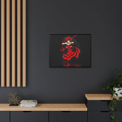 Anime Warrior Red Black Matte Canvas Print — Framed Wall Art