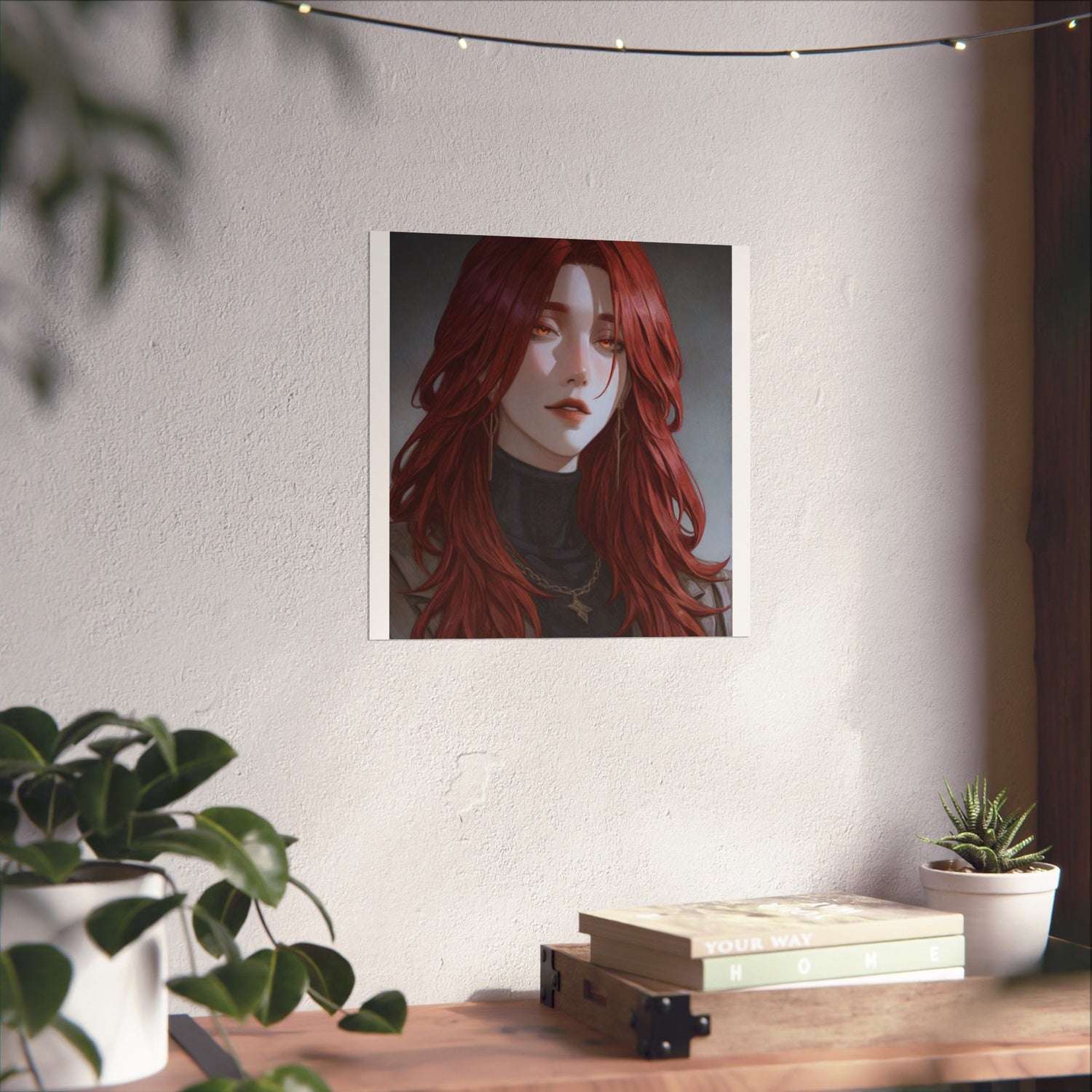 Red-Haired Muse Matte Vertical Poster — Moody Portrait Art Print