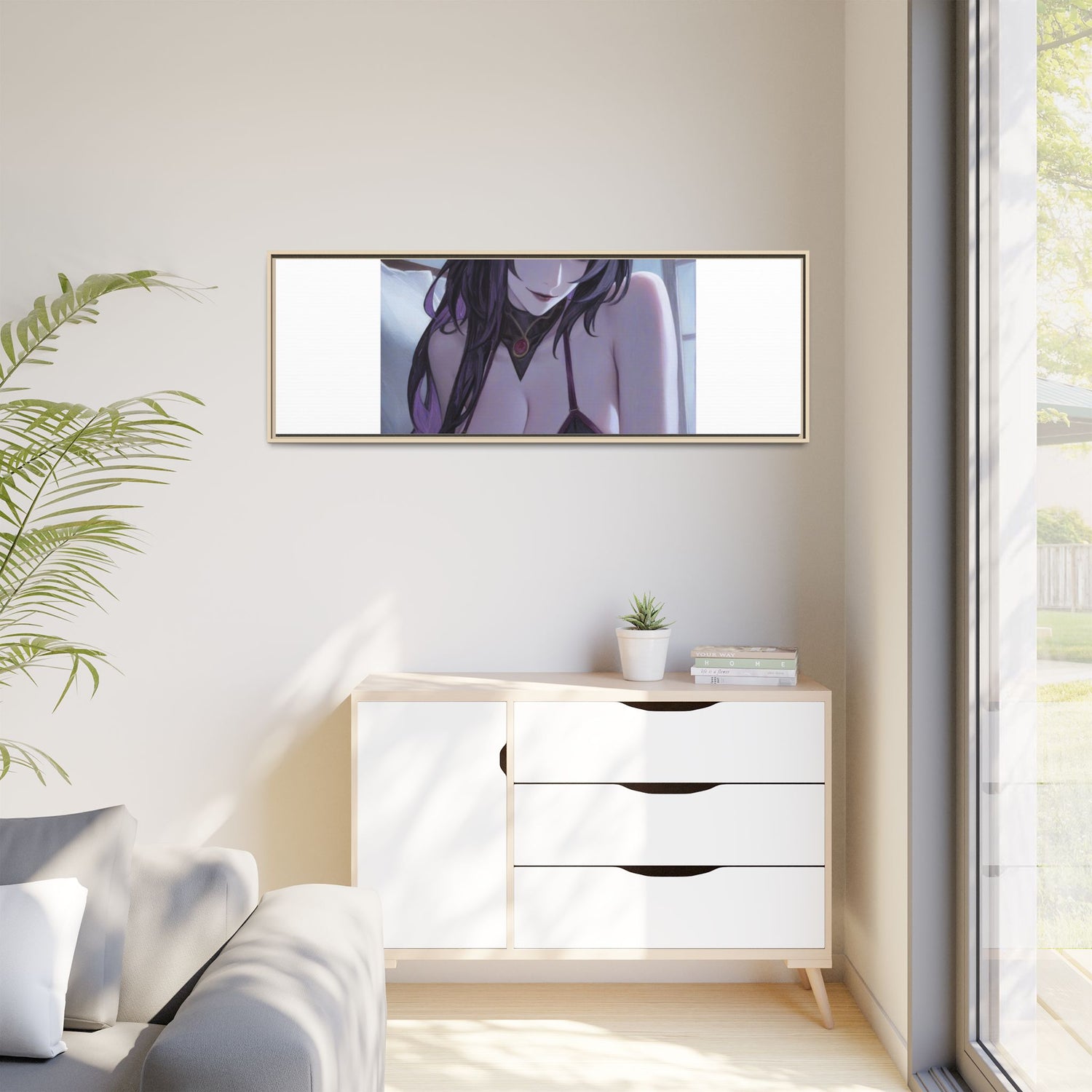 Framed Matte Canvas Print — Moody Anime Woman Portrait