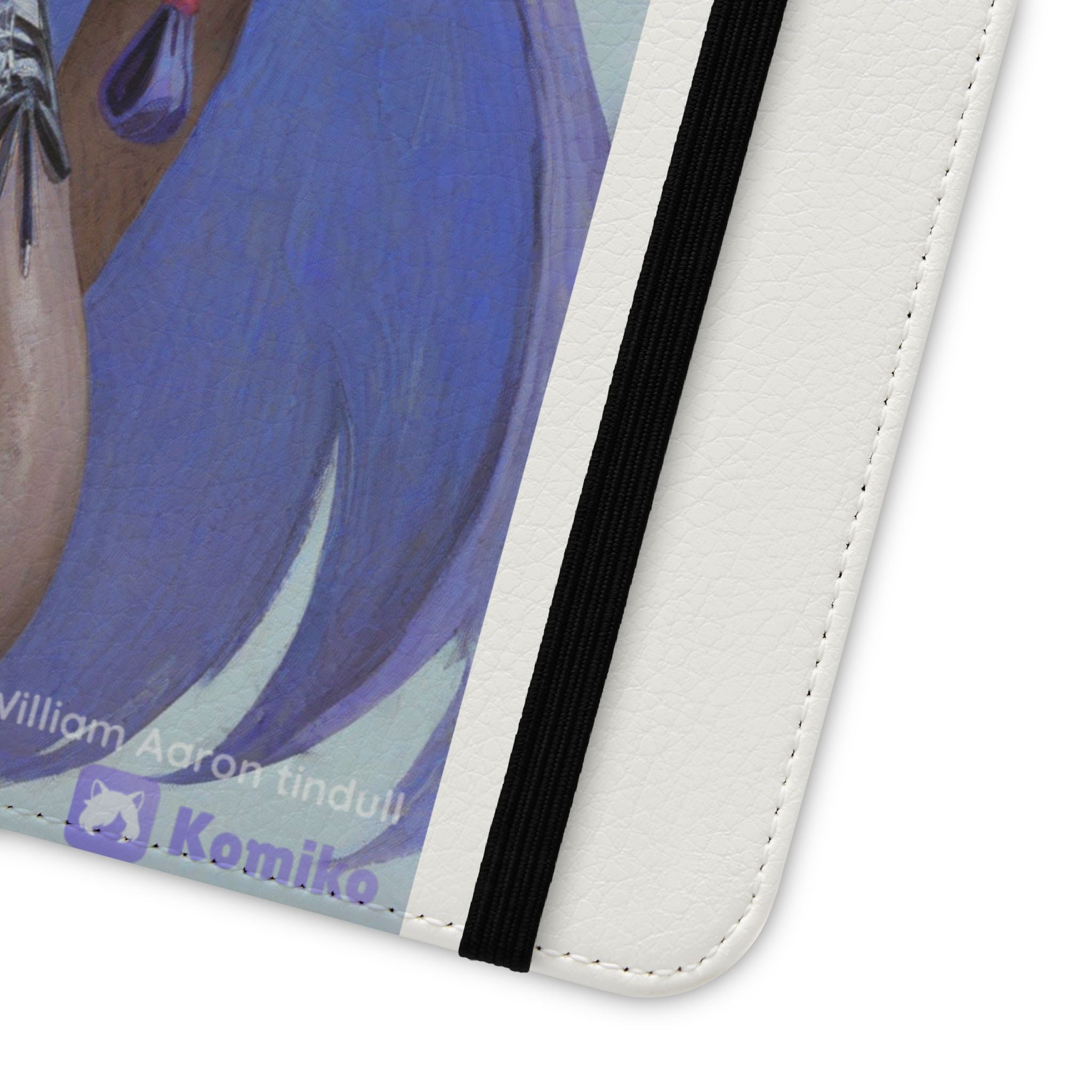 Anime Bunny Girl Flip Case - Purple Long-Haired Character Phone Wallet