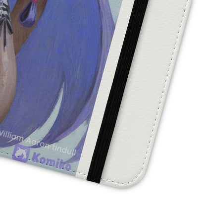 Anime Bunny Girl Flip Case - Purple Long-Haired Character Phone Wallet