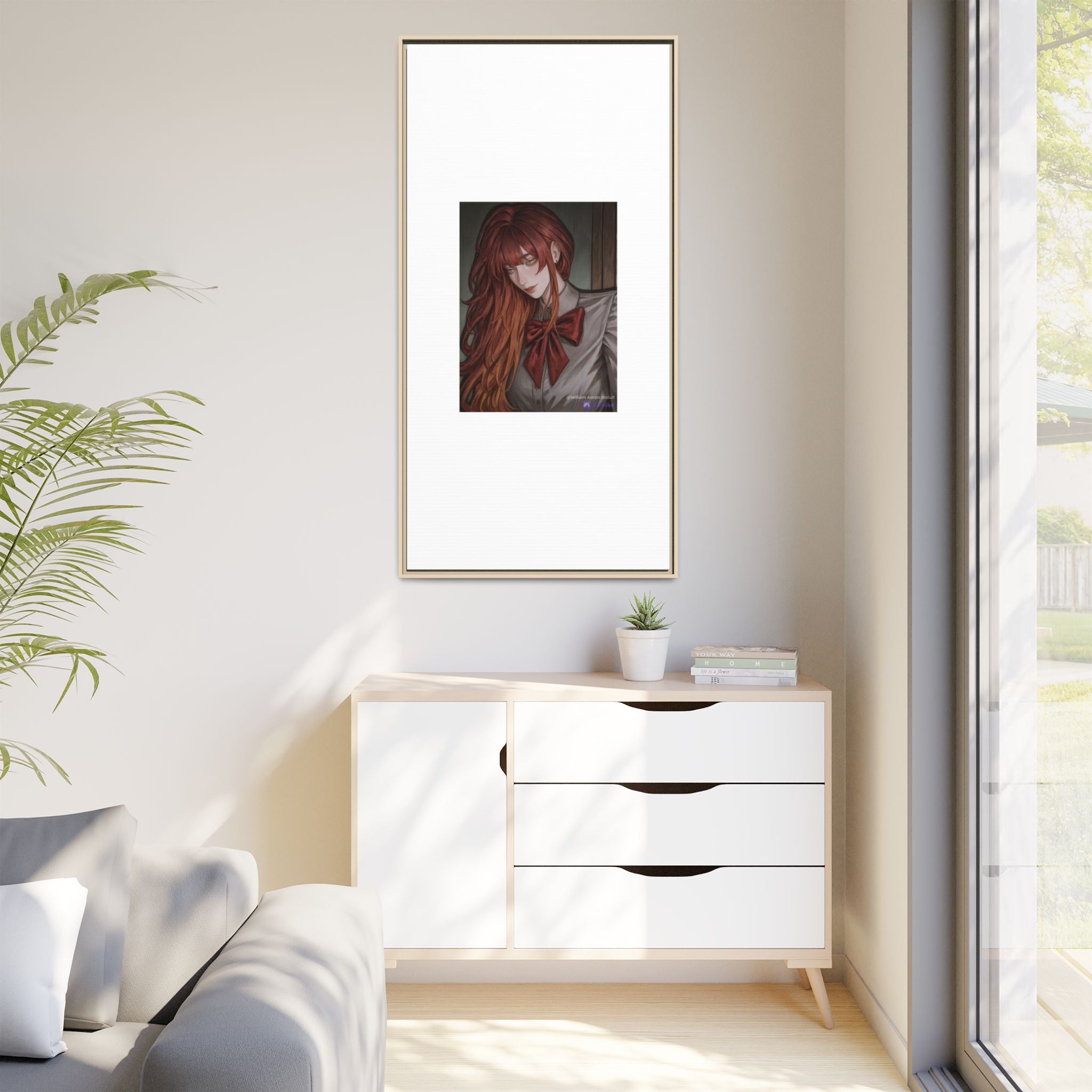 Framed Matte Canvas Print — Gothic Redhead Portrait
