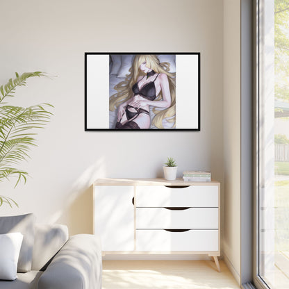 Framed Matte Canvas Print — Sleepy Blonde Anime Pinup