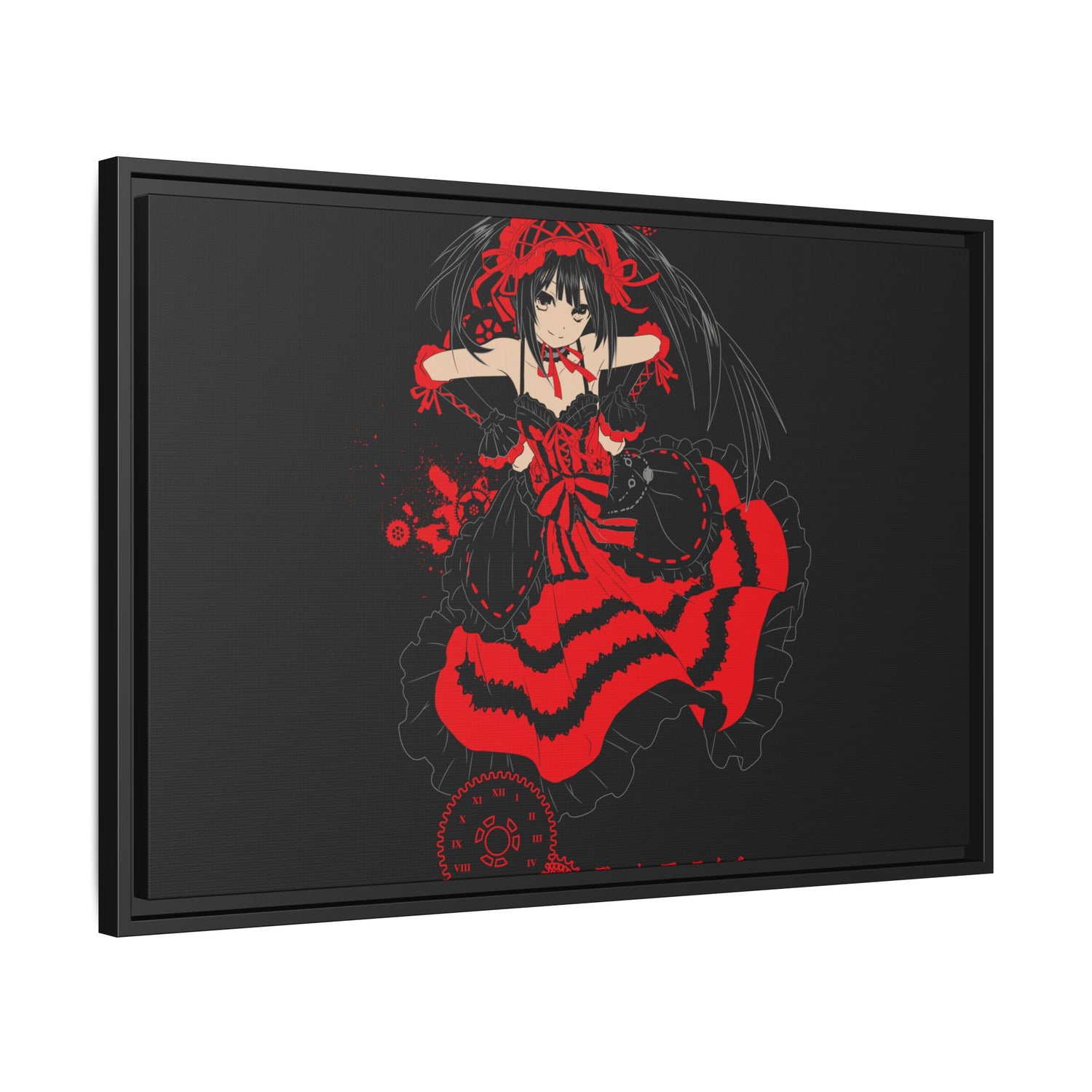 Anime Warrior Red Black Matte Canvas Print — Framed Wall Art