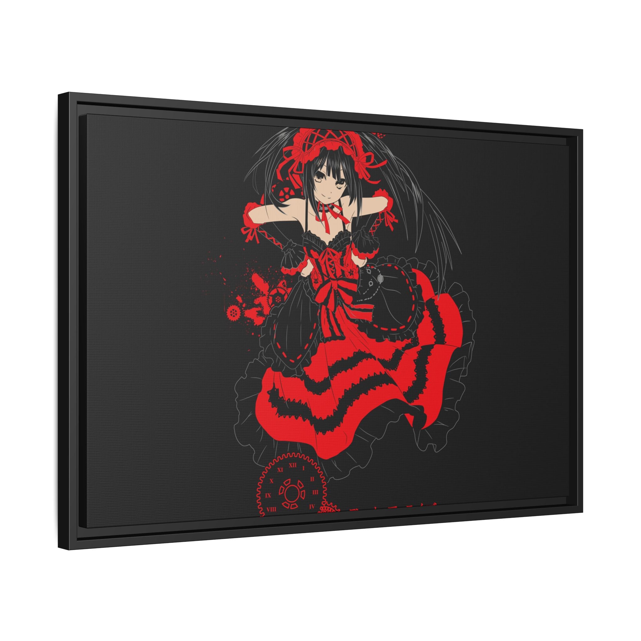 Anime Warrior Red Black Matte Canvas Print — Framed Wall Art