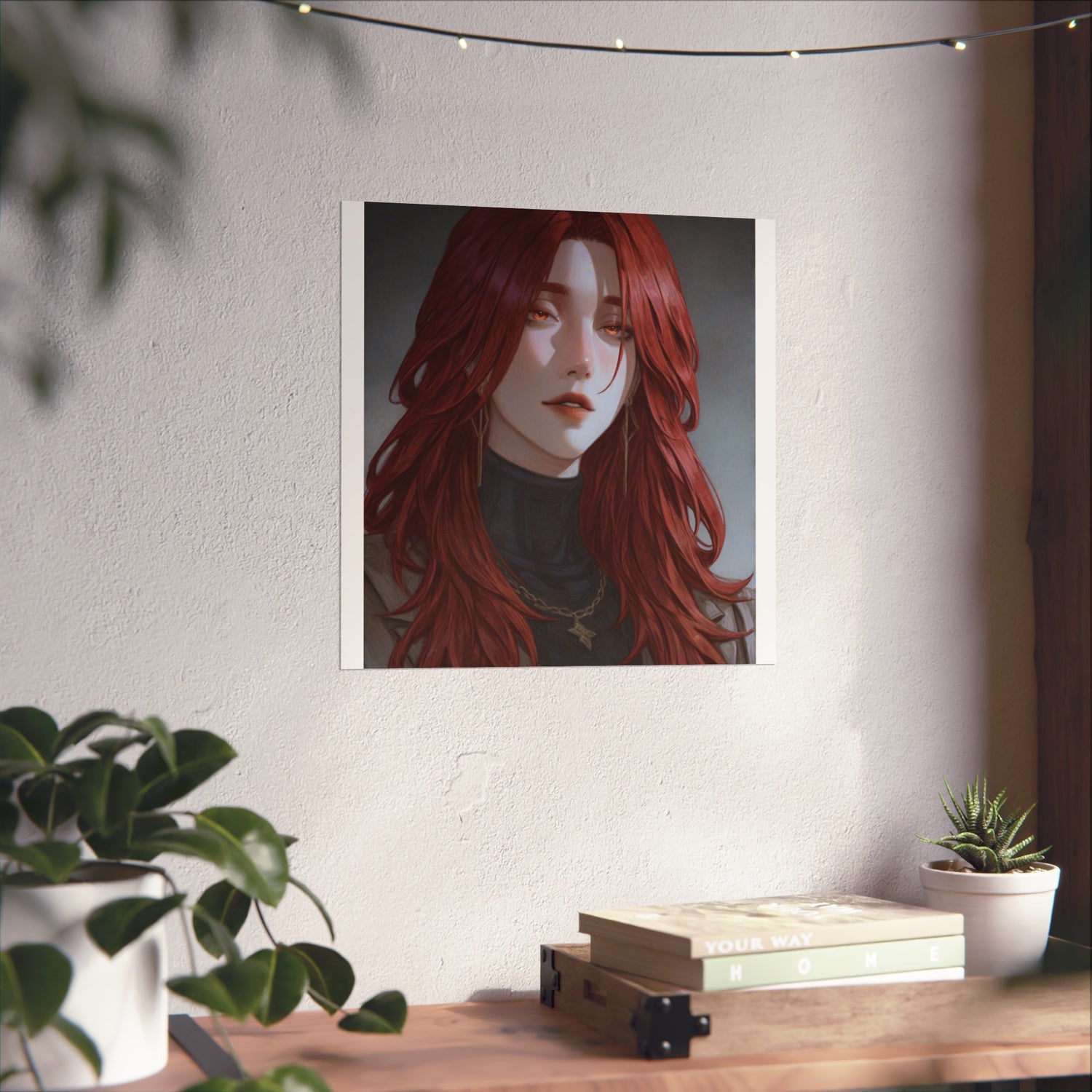 Fine Art Poster — Red-Haired Gothic Portrait, Moody Decorative Wall Art