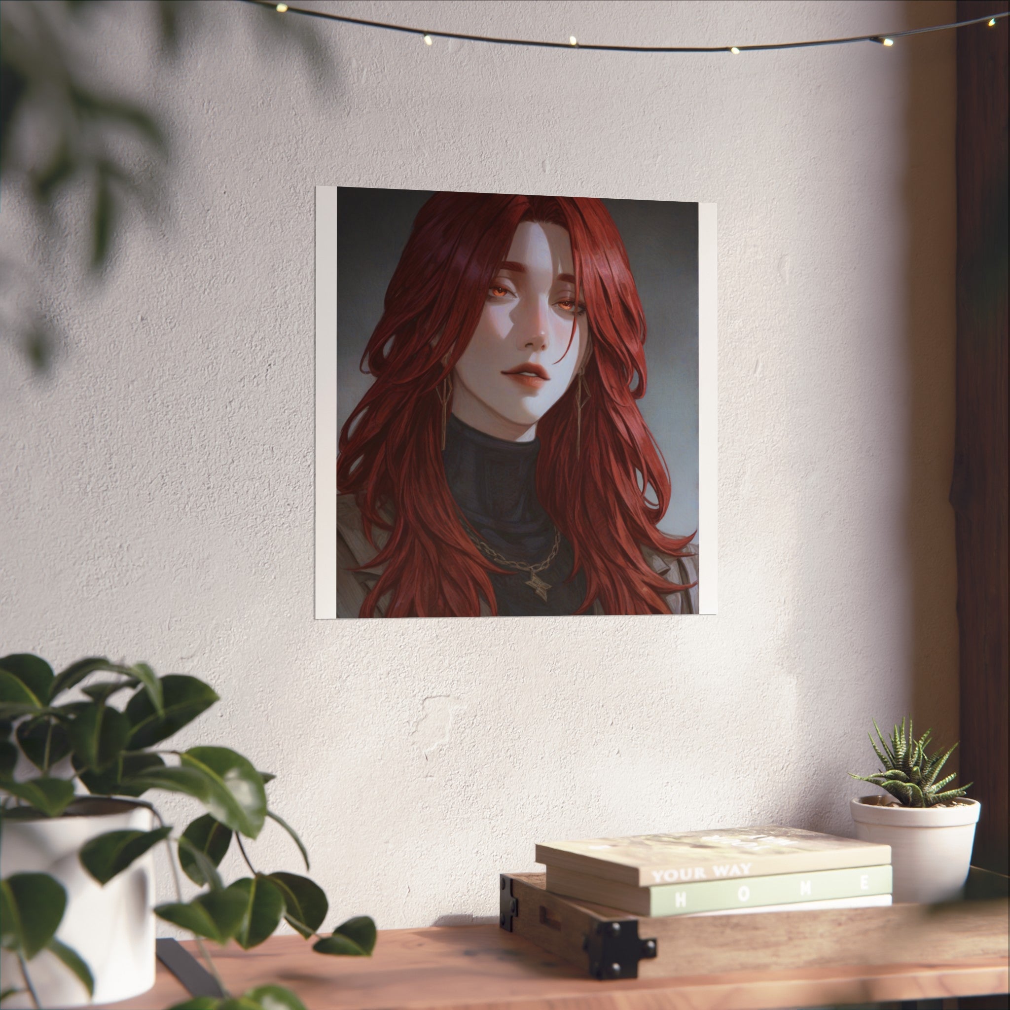 Fine Art Poster — Red-Haired Gothic Portrait, Moody Decorative Wall Art
