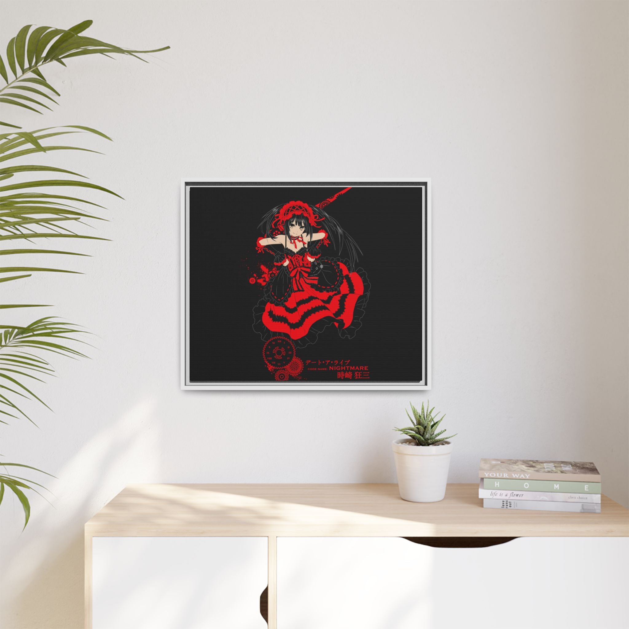 Anime Warrior Red Black Matte Canvas Print — Framed Wall Art