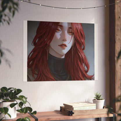 Fine Art Poster — Red-Haired Gothic Portrait, Moody Decorative Wall Art