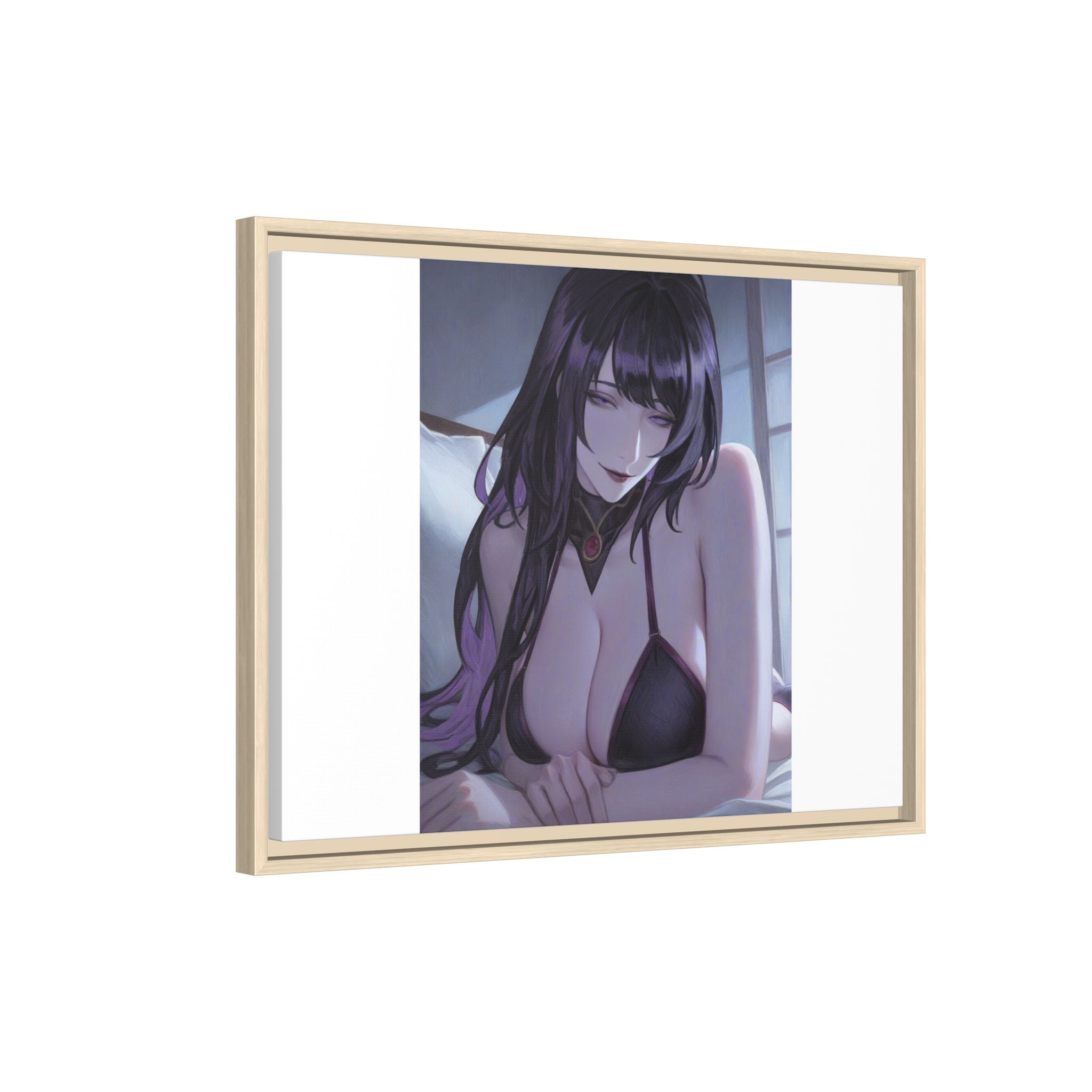 Framed Matte Canvas Print — Moody Anime Woman Portrait