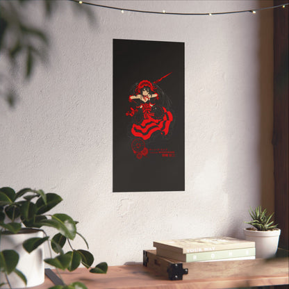 Anime Gothic Poster — Red &amp; Black Kurumi Nightcore Matte Vertical Print