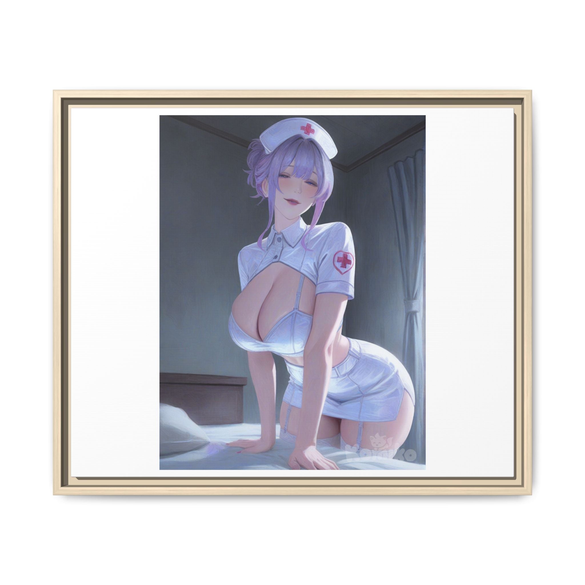 Sexy Anime Nurse Matte Canvas Print (Framed)
