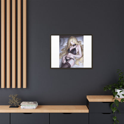 Framed Matte Canvas Print — Sleepy Blonde Anime Pinup