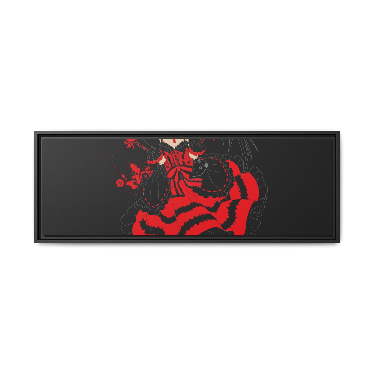 Anime Warrior Red Black Matte Canvas Print — Framed Wall Art