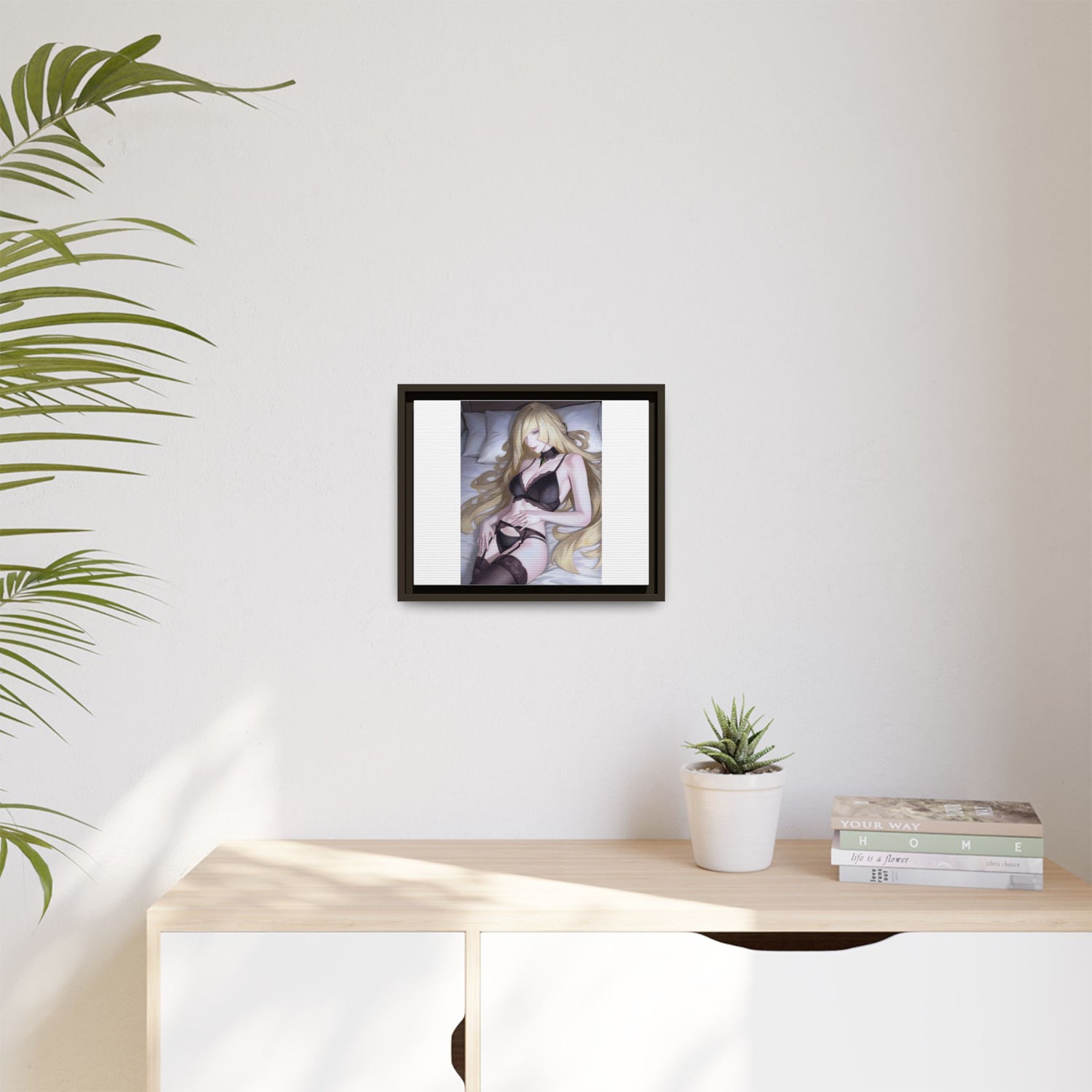 Framed Matte Canvas Print — Sleepy Blonde Anime Pinup