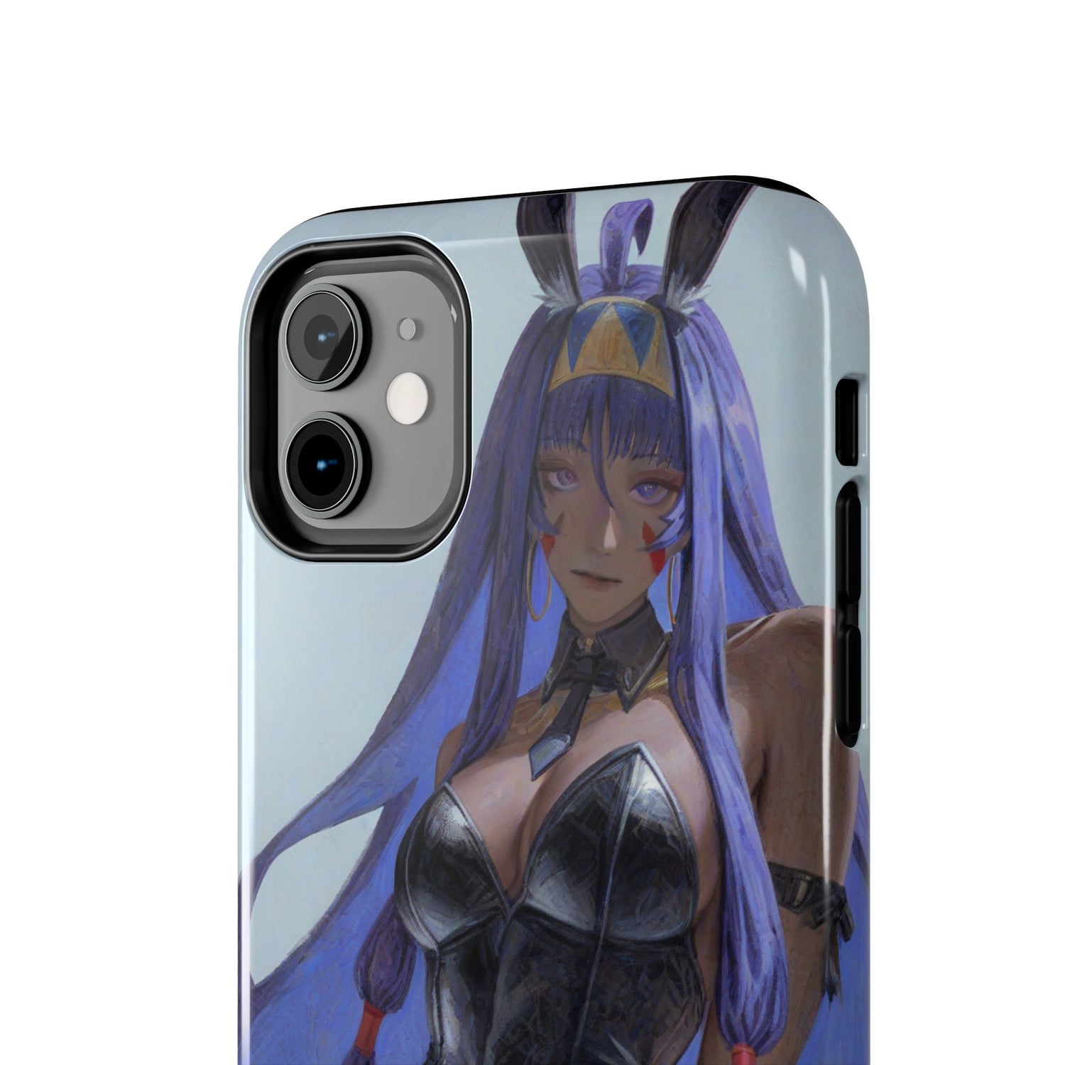 Bunny Girl Tough Phone Case — Anime Purple-Haired Character Protective Cover