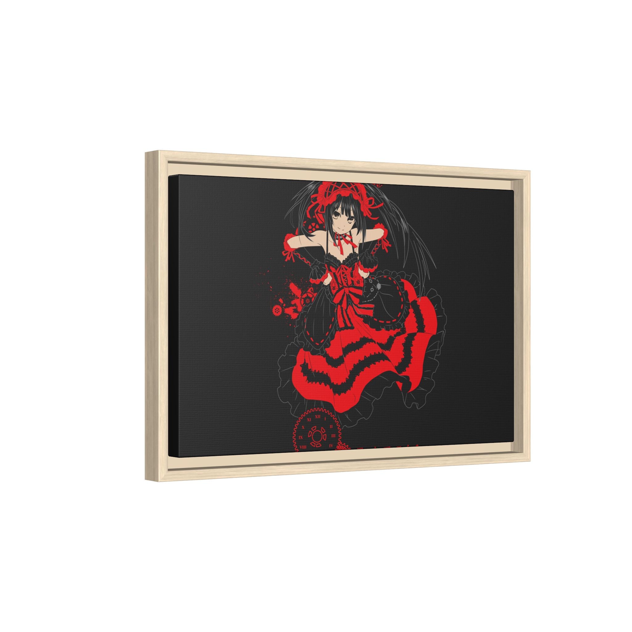 Anime Warrior Red Black Matte Canvas Print — Framed Wall Art