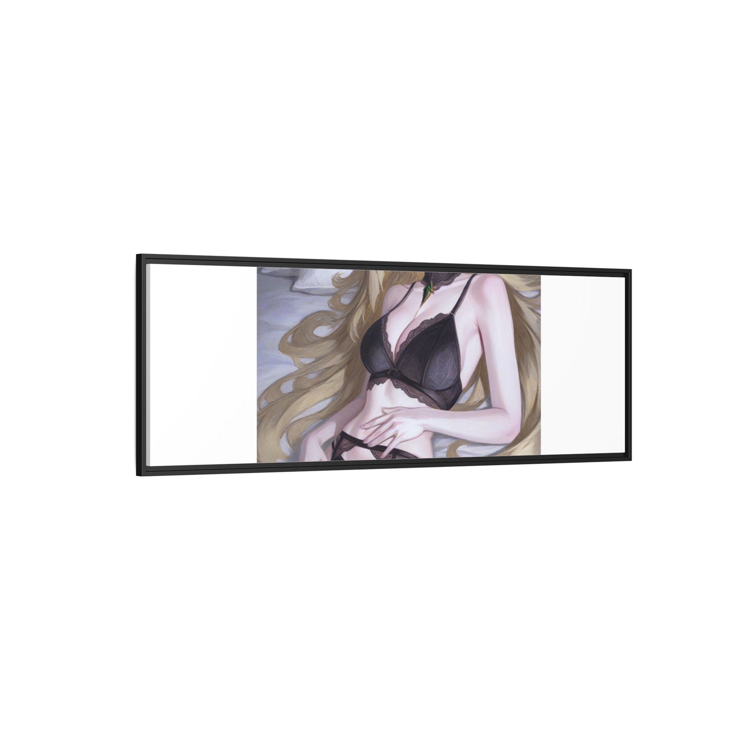 Framed Matte Canvas Print — Sleepy Blonde Anime Pinup