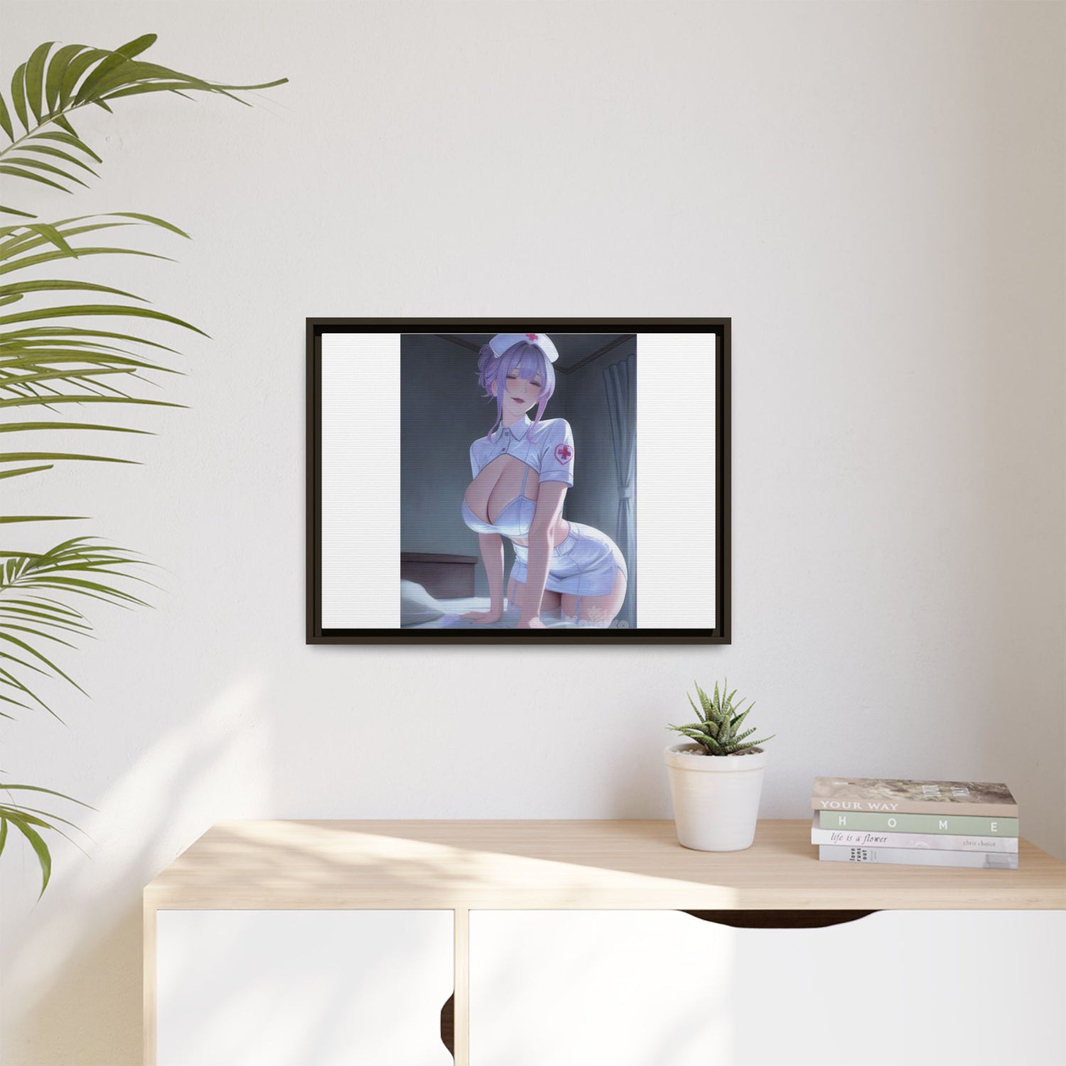 Sexy Anime Nurse Matte Canvas Print (Framed)