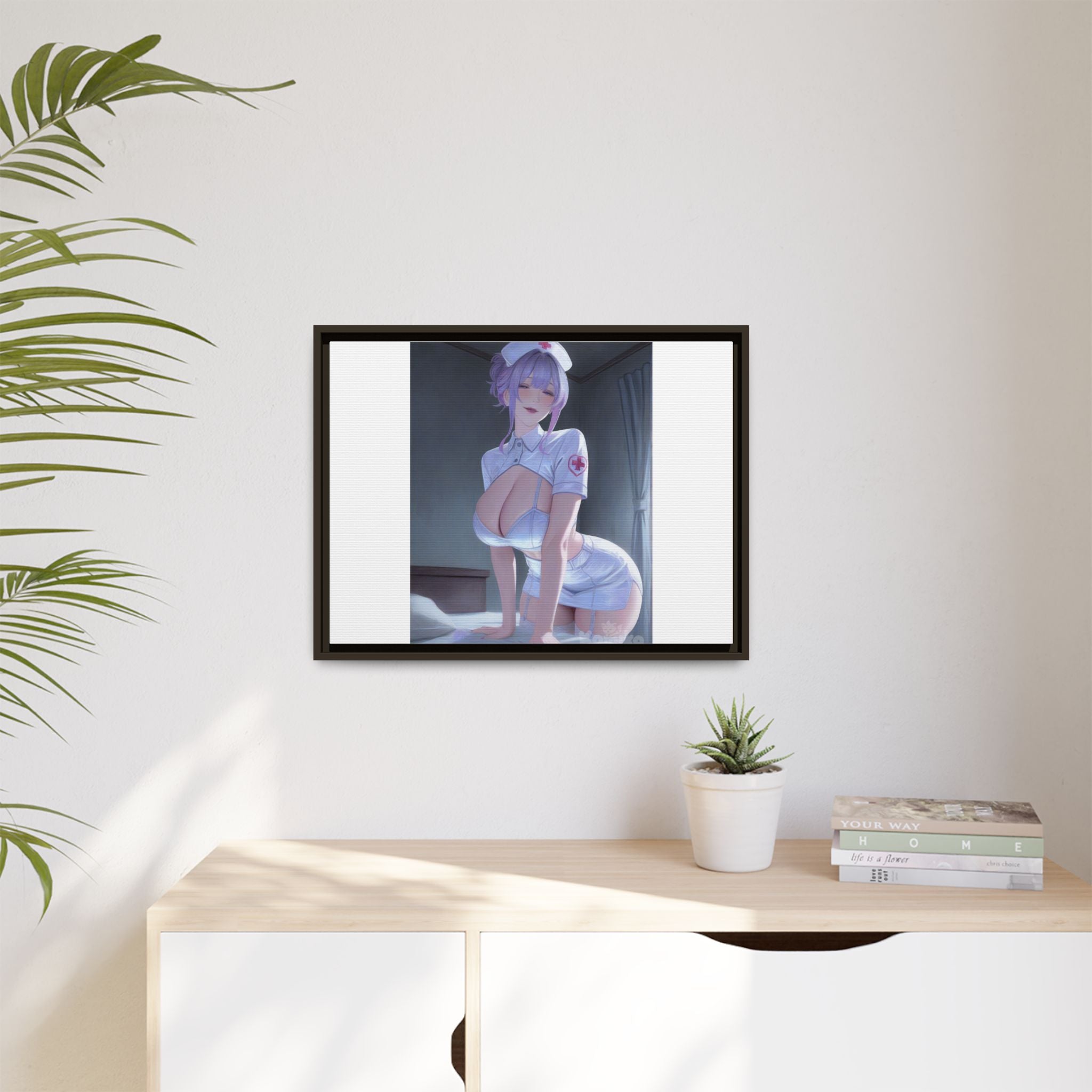 Sexy Anime Nurse Matte Canvas Print (Framed)