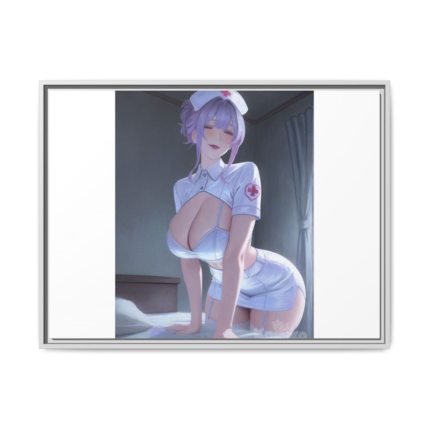 Sexy Anime Nurse Matte Canvas Print (Framed)