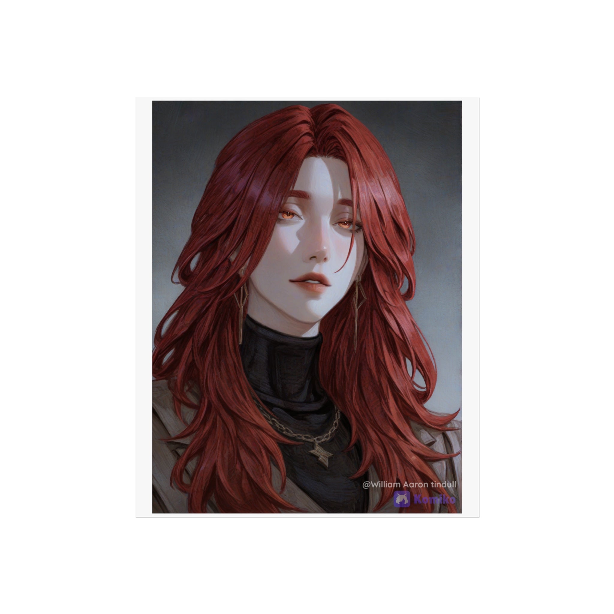 Fine Art Poster — Red-Haired Gothic Portrait, Moody Decorative Wall Art