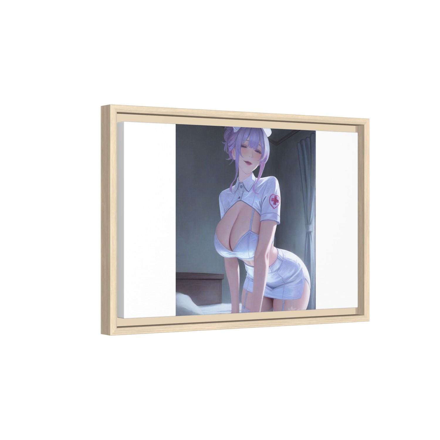 Sexy Anime Nurse Matte Canvas Print (Framed)