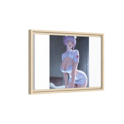 Sexy Anime Nurse Matte Canvas Print (Framed)