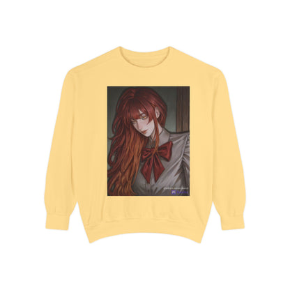 Anime Red-Headed Girl Sweatshirt — Gothic Schoolgirl Art Pullover