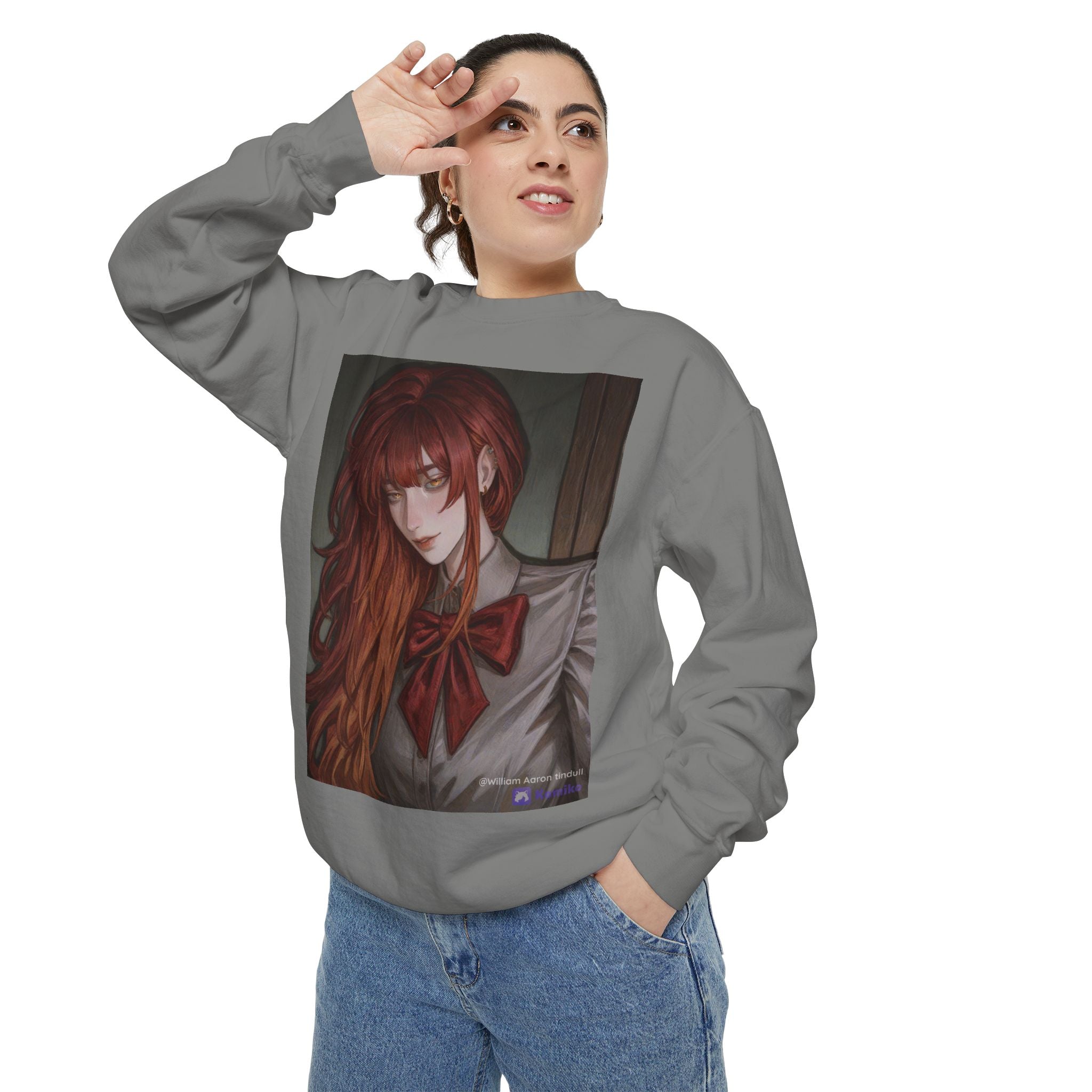 Anime Red-Headed Girl Sweatshirt — Gothic Schoolgirl Art Pullover