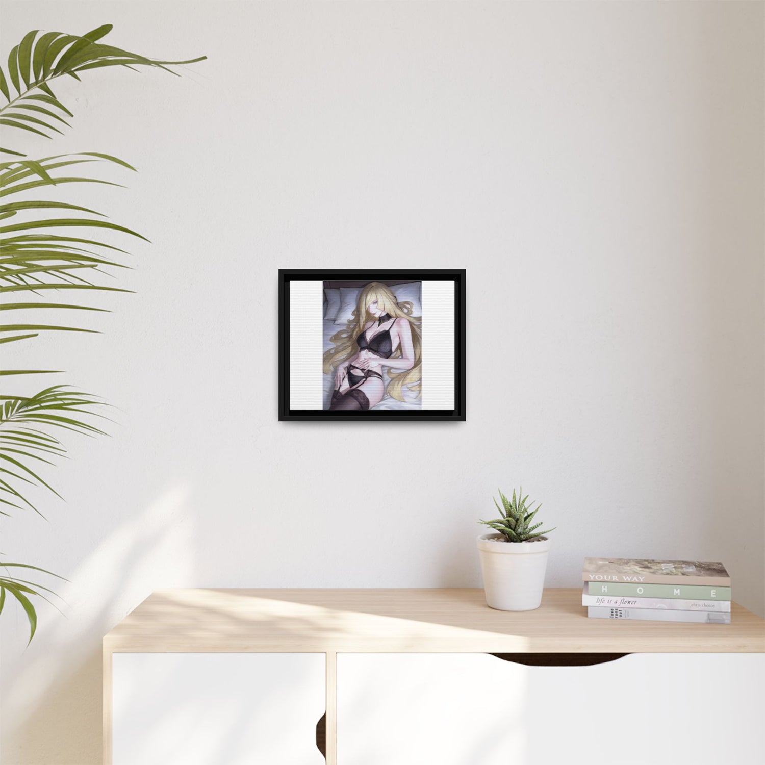 Framed Matte Canvas Print — Sleepy Blonde Anime Pinup